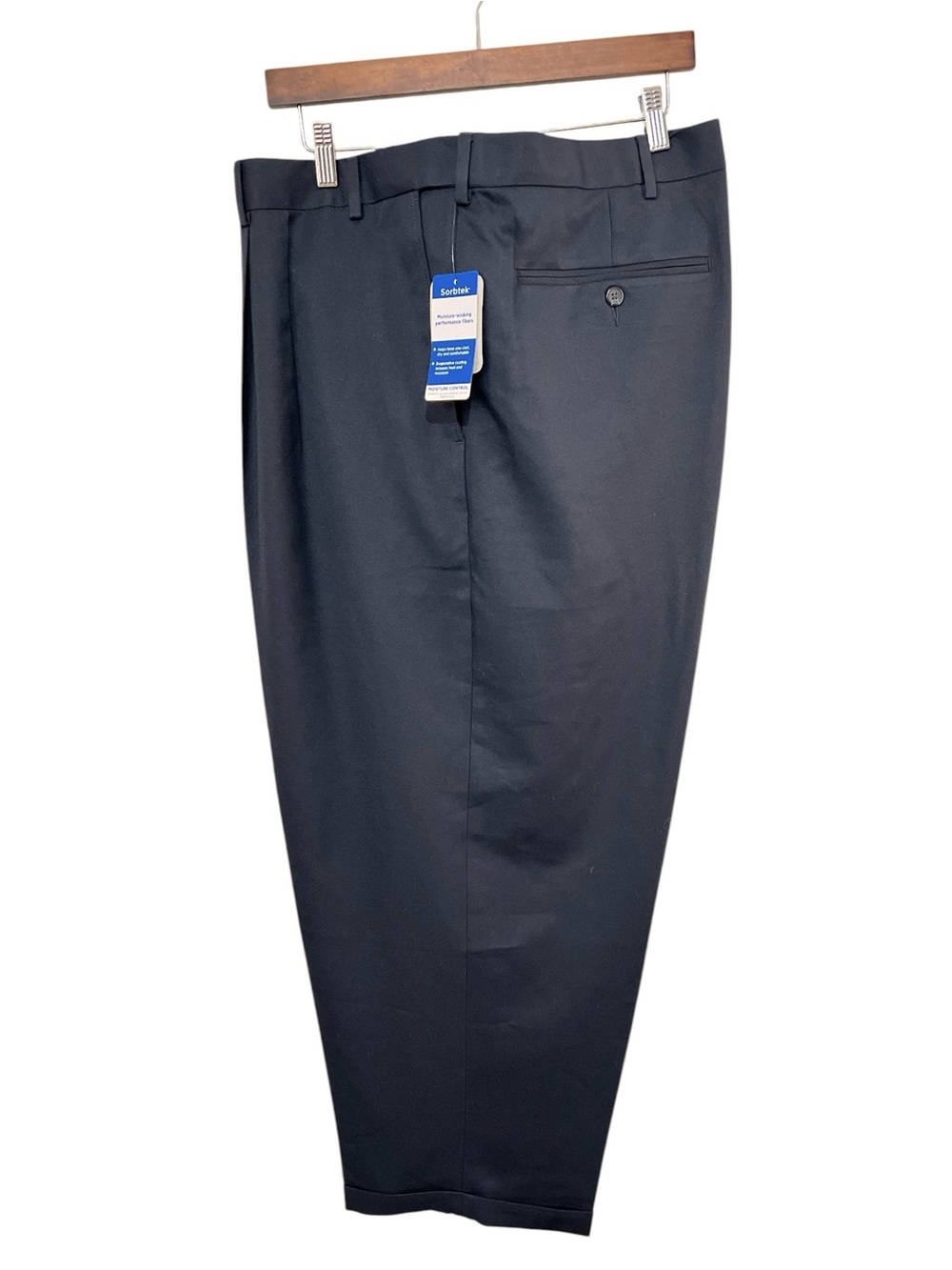 George Classic Fit Pleated Pants Expandable Waist, Mens, Color Navy Blue, 52x30